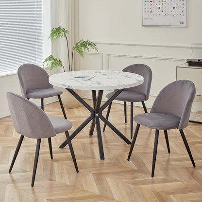 Vintage Stoelen – Fauteuils – Zittingen – Relax Stoelen – Velours Stoelen – Set Van 4 – Metalen Poten – Zacht Fluwelen Bekleding – Comfortabele Sponsvulling – Grijs
