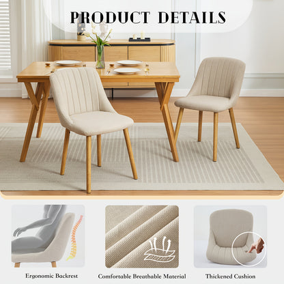 Eetkamerstoelen Set – Stoelen – Dining Chairs – Zitstoelen – Woonkamerstoelen – Beige Kleur – Comfortabele Zitting – Compact Design
