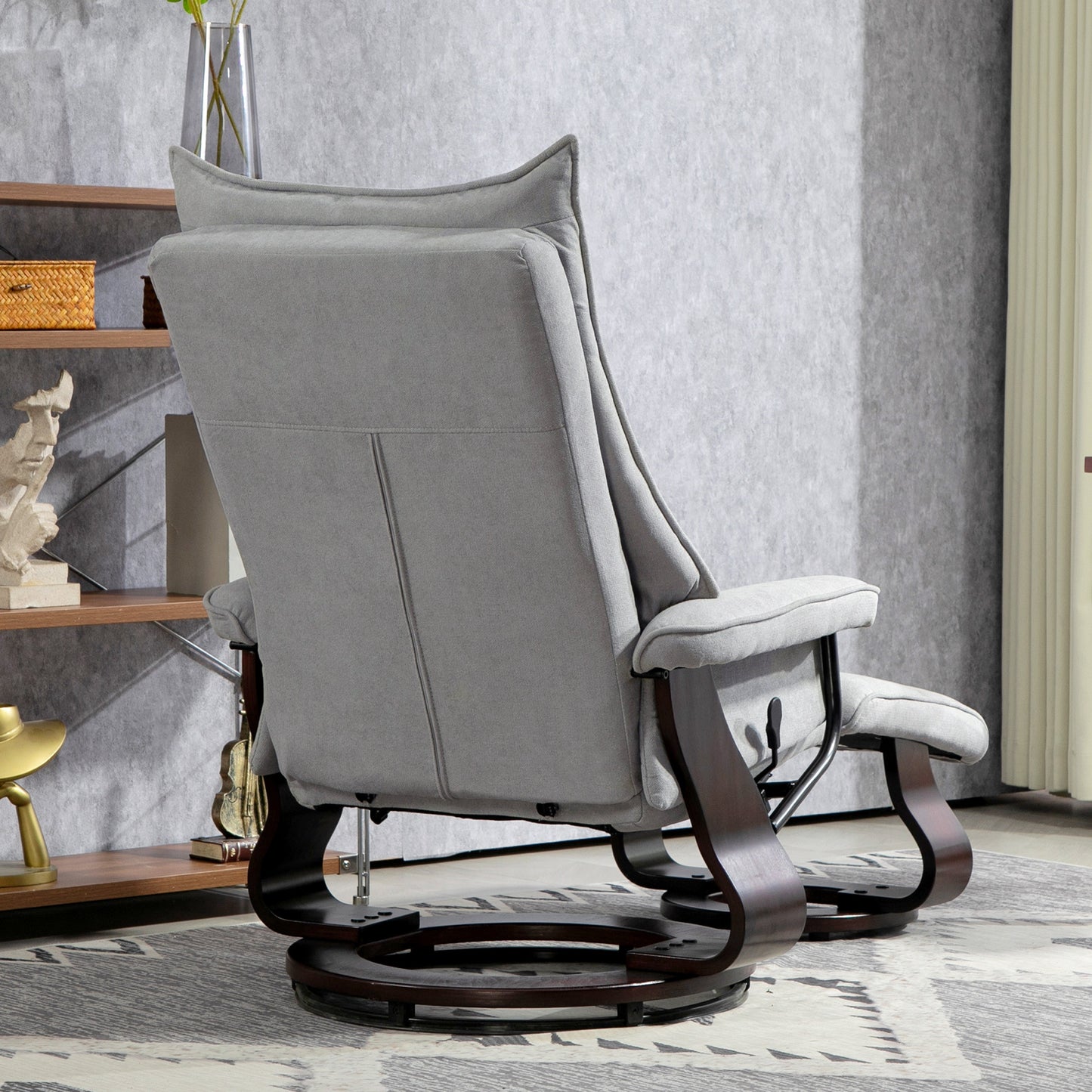 Relaxfauteuil – Relaxstoel – Lounge Chair – Draaifauteuil – Zithoekstoel – Grijs Kunstleer – Verstelbare Rugleuning – Draaibaar Design 360°