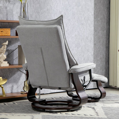 Relaxfauteuil – Relaxstoel – Lounge Chair – Draaifauteuil – Zithoekstoel – Grijs Kunstleer – Verstelbare Rugleuning – Draaibaar Design 360°