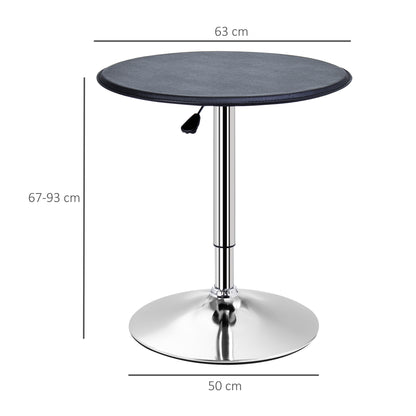 Bartafel – Bar Tafel – Statafel – Hoge Tafel – Bistrotafel – Verstelbare Hoogte – Zwart Kunstleer & Zilver Frame