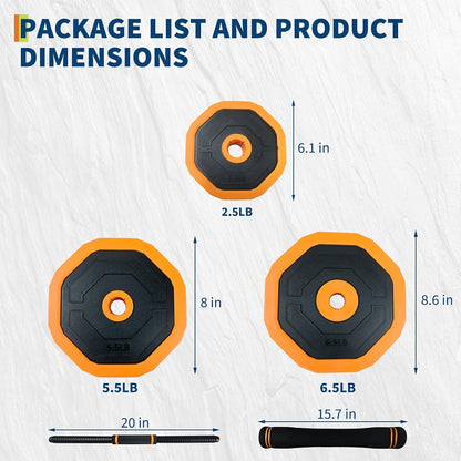 4-In-1 Adjustable Dumbbell Set 29.94KG | Convertible to Barbell, Kettlebell & Push Up Stands, Home Gym Equipment for Men & Women, Space Saving Weights, Orange, Synthetic Rubber, Towallmark