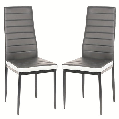 Eetkamerstoel – Stoel – Kuipstoel – Set Van 2 – Zwarte Metalen Poten – PU-Leer Bekleding – Hoge Rugleuning – Comfortabele Gevoerde Zitting