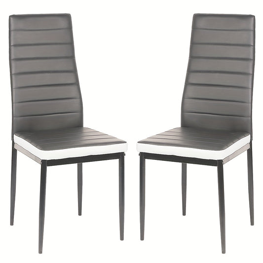 Eetkamerstoel – Stoel – Kuipstoel – Set Van 2 – Zwarte Metalen Poten – PU-Leer Bekleding – Hoge Rugleuning – Comfortabele Gevoerde Zitting