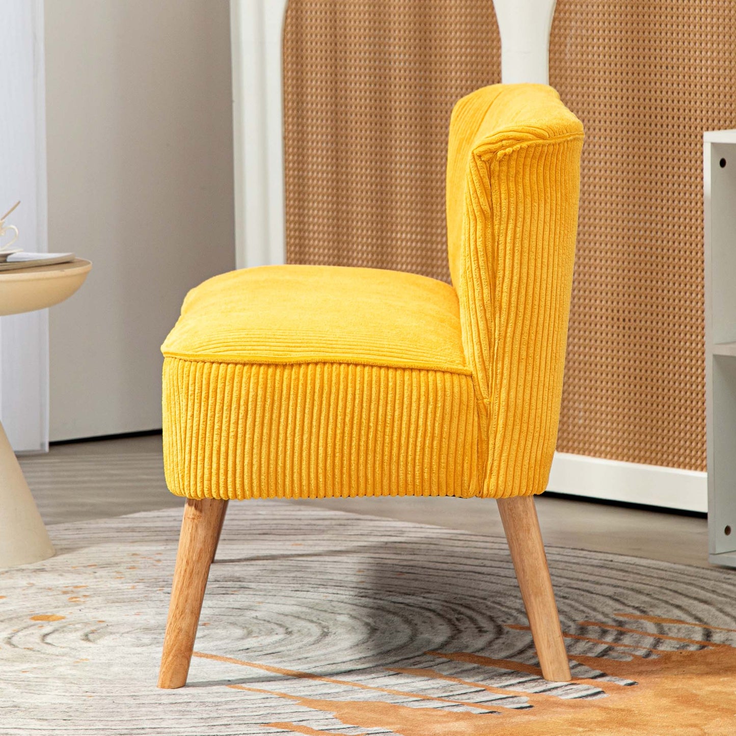 2-zits bank – tweezitsbank – loveseat – zitbank – sofa – Scandinavisch design – massief houten frame – draagkracht 150 kg – afmeting 117x56,5x77 cm – gele kleur