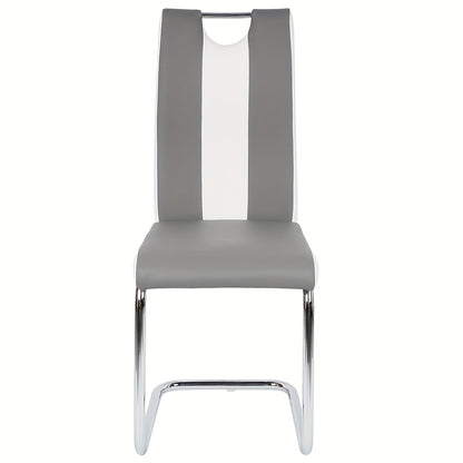 Eetkamerstoel – Stoel – Kuipstoel – Keukenstoel – Armstoel – Ergonomisch – Kunstleer – Set van 2 – Hoge Rugleuning – Zithoogte 49 cm – Off-white en Grijs