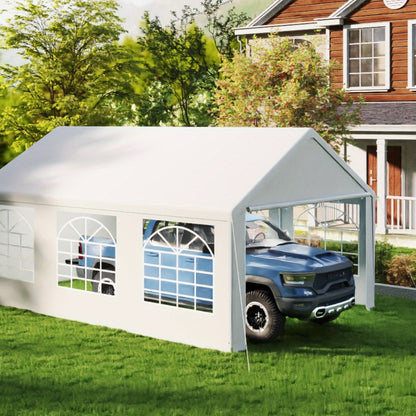 Partytent – Tent – Feesttent – Tuinpaviljoen – Evenemententent – 4x6 Meter – Waterafstotend PE Dak – Afneembare Zijwanden Met Ramen