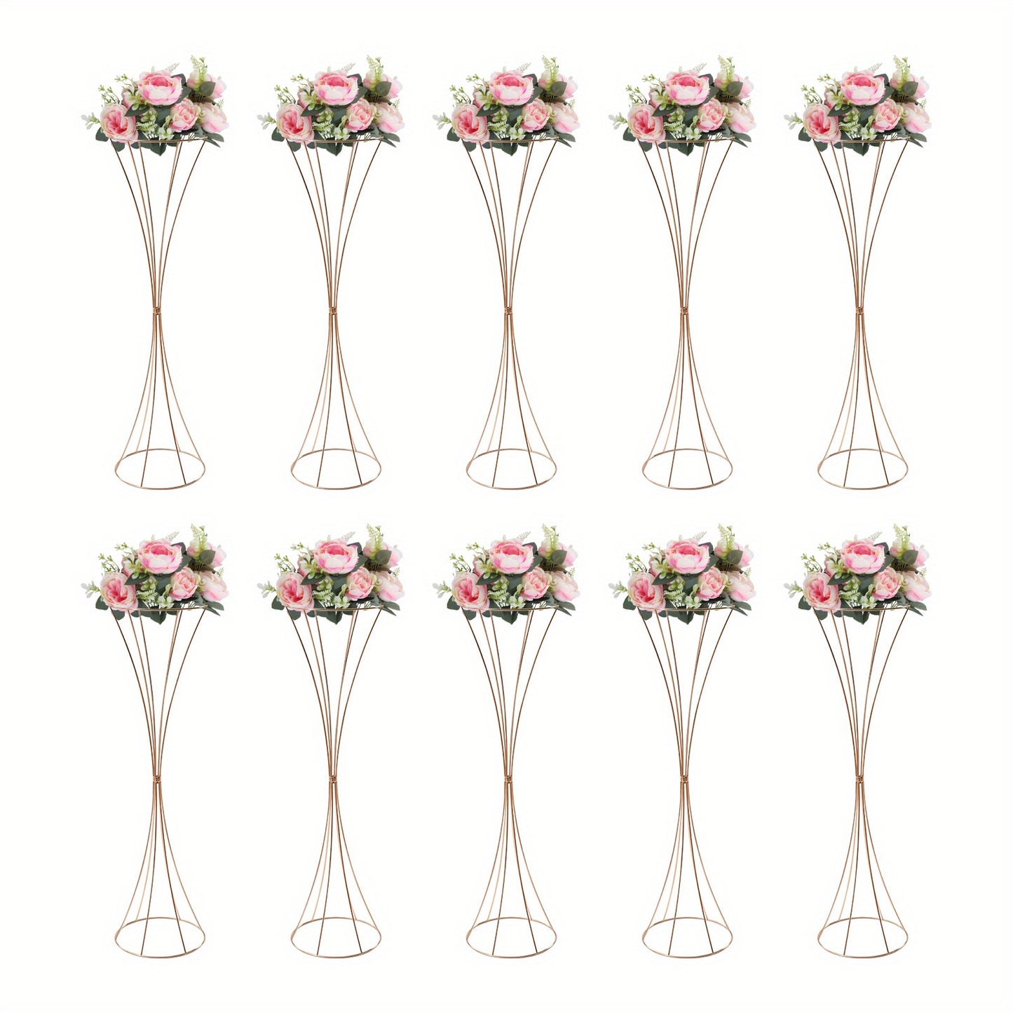 Gouden Trompet Vazen – Gouden Vaas Set – Bloemenvazen – Decoratie Vazen – Moderne Vazen – Set van 10 – 80 cm Hoog – Duurzaam Metaal