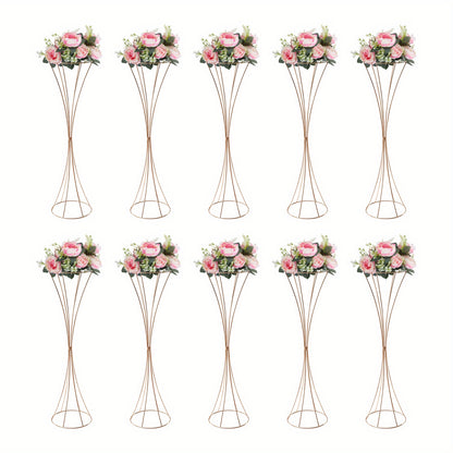 Gouden Trompet Vazen – Gouden Vaas Set – Bloemenvazen – Decoratie Vazen – Moderne Vazen – Set van 10 – 80 cm Hoog – Duurzaam Metaal