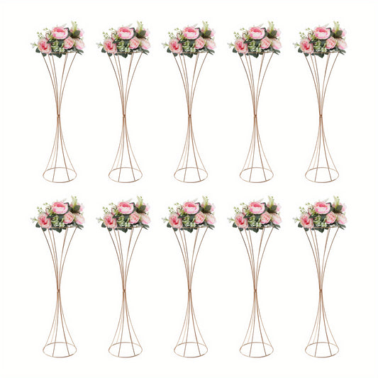 Gouden Trompet Vazen – Gouden Vaas Set – Bloemenvazen – Decoratie Vazen – Moderne Vazen – Set van 10 – 80 cm Hoog – Duurzaam Metaal