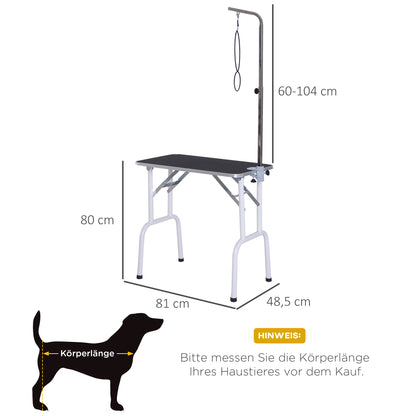 Trimsalon Tafel – Opvouwbare Verzorgingstafel – Grooming Table – Honden Tafel – Katten Tafel – Zwart – Stevige Metalen Constructie – Anti-slip Rubber Toplaag – 81 x 48,5 x 80 cm