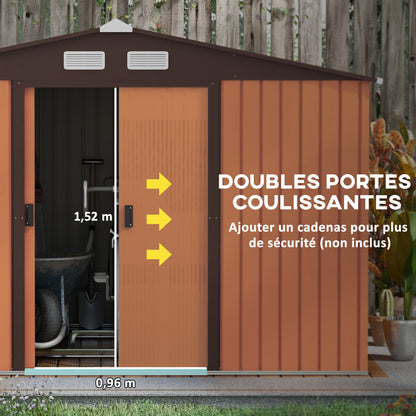 Tuinhuisje – Tuinkast – Tuinschuur – Berging – Opberghok – 4,9 m² Ruimte – Gegalvaniseerd Staal Geel Met Schuifdeuren En Ventilatie