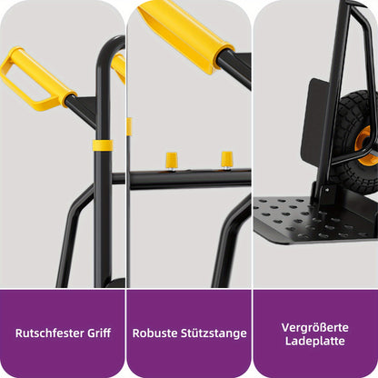 Handkar – Stevige Transportkar – Vouwkar – Laadwagen – Trolley – Draagkracht 150 kg – Verstelbare Handgreep – Geluidloze Industriële Wielen