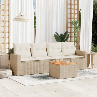 Loungeset – Loungesets – Tuinset – Loungeset Tuin – Tuinmeubel Set – Beige en Crème Kleurig – Weerbestendig PE Rattan – Afneembare Wasbare Kussens