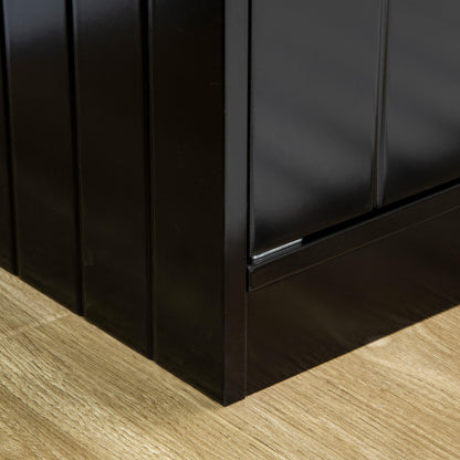 Hondenvoerstation – Voederstation – Voerbak – Hondenbak – Hondenvoerplek – Verhoogd Ontwerp – 2 RVS Kommen & 44L Opbergruimte – Magnetische Deuren – Zwart Hout & Glas