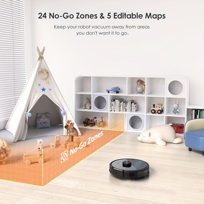 Lubluelu 2025 Latest Robot Vacuum with 5000 Pa Suction, Featuring a 2.5L Self-Emptying Station, 60 Days of Hands-Free Cleaning, a 3-In-1 Design for Vacuuming And Mopping, Wifi/App Connectivity, 24 No-Go Zones, And Mapping