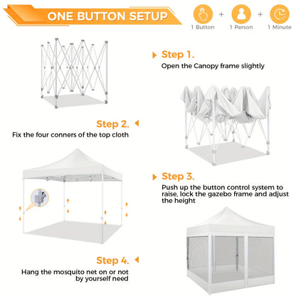 Vouwpaviljoen 3x3 Meter – Vouwtent – Partytent – Tuinpaviljoen – Klaptent – Zwart – Muskietennet – Stevig Legeringsstaal Frame