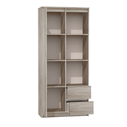 Boekenkast – Vakkenkast – Opbergkast – Kast – Boekenrek – Sonoma Eiken Kleur – 7 Planken en 2 Lades – Duurzaam Gelamineerd MDF – 180x80x35 cm