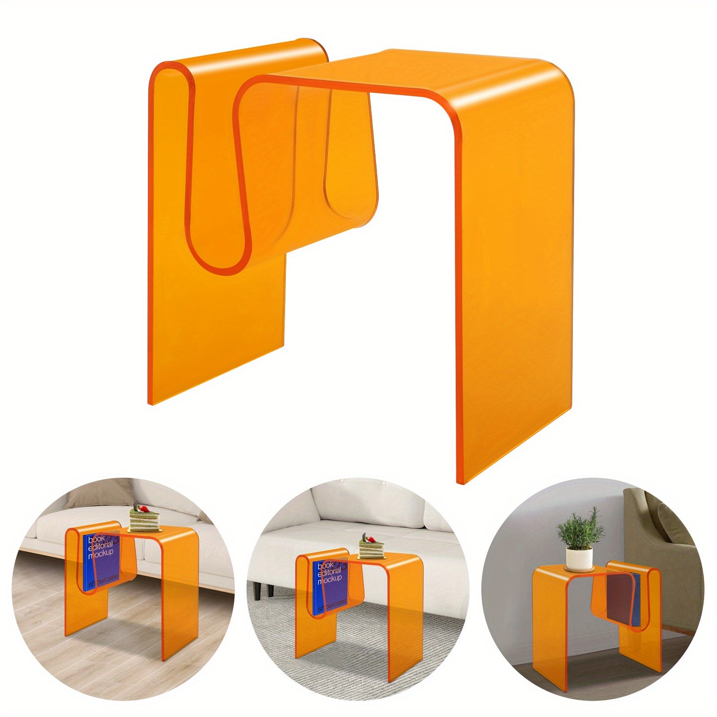 Bijzettafel – Side Table – Salontafel – Nachtkastje – Banktafel – M-Vorm – Acryl – Ruimtebesparend Design – Krasbestendig & Gemakkelijk Schoon Te Maken