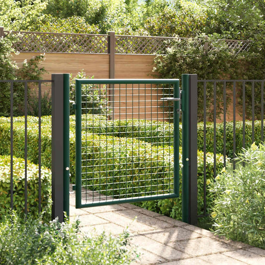 Solid Fence gate steel 100 x 75cm green, Garden Fencing, Outdoor Gate, Modern Fencing, Minimalist Gate, Longlasting Gate, Rustresistant Gate, Metal Fence, Gate Post