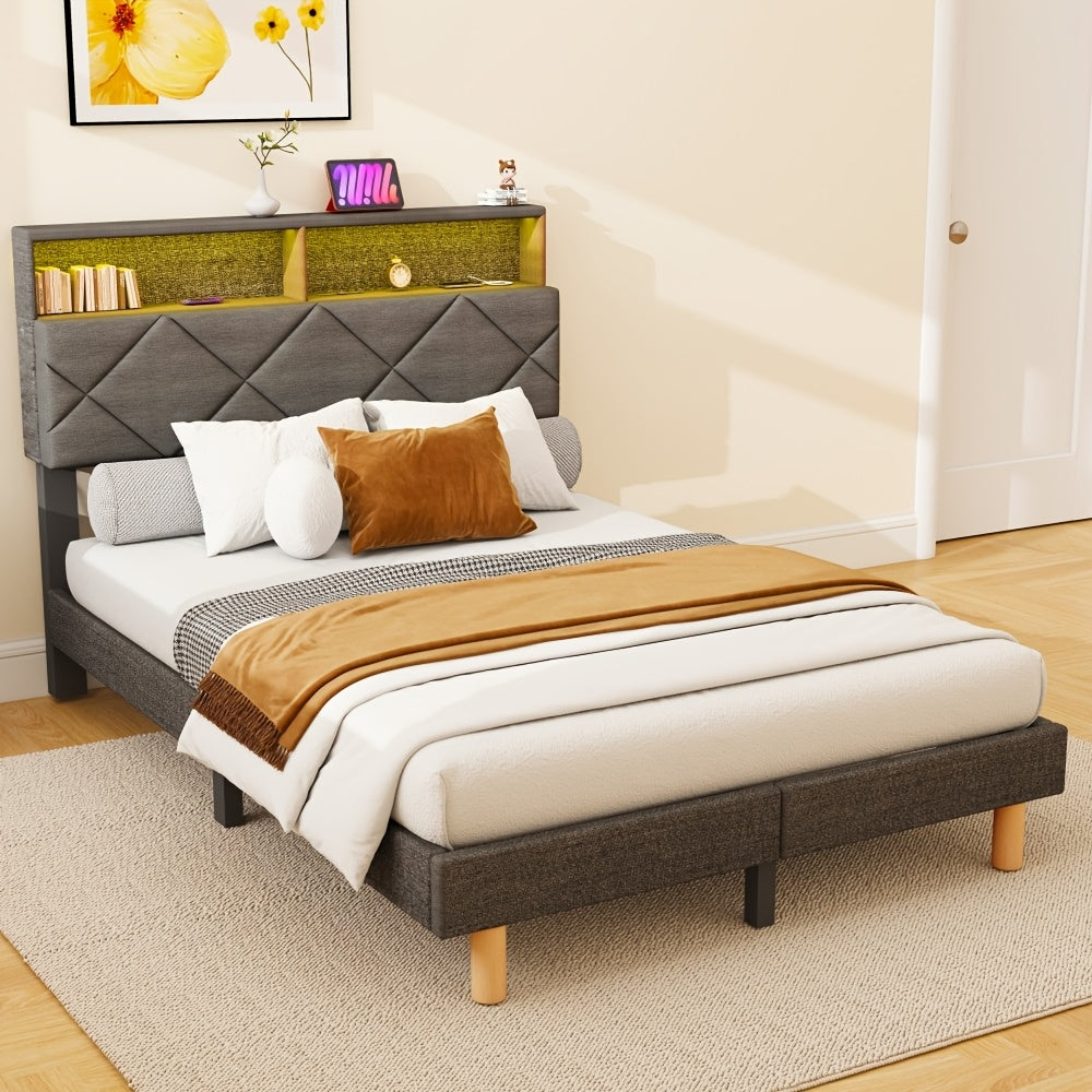 Soft Padded Bed 90/140*200Cm in Gray Color