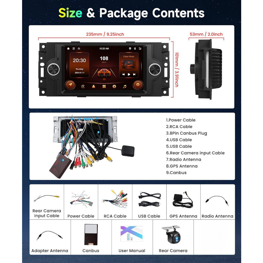 Autoradio – Auto Radio – Car Stereo – Multimedia Systeem – Dashboard Radio – 6,2 Inch Touchscreen – 2GB RAM 64GB ROM – Wi-Fi Draadloze CarPlay & Android Auto – Inclusief AHD Achteruitrijcamera