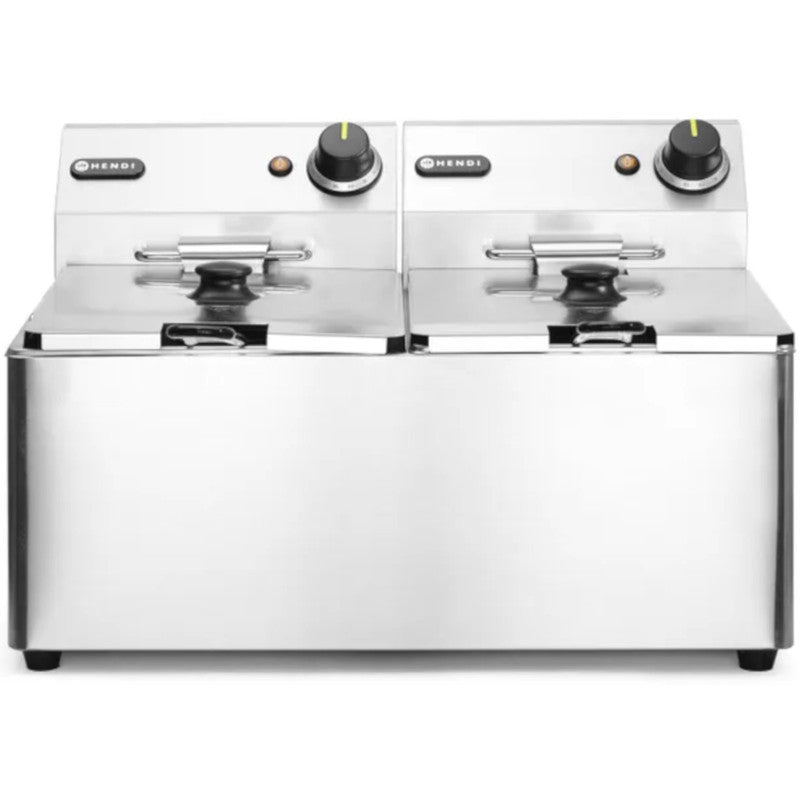 Gastronomic Double Fryer Kitchen Line 7Kw 230V 2 X 8L - Hendi 205839 - QUORE
