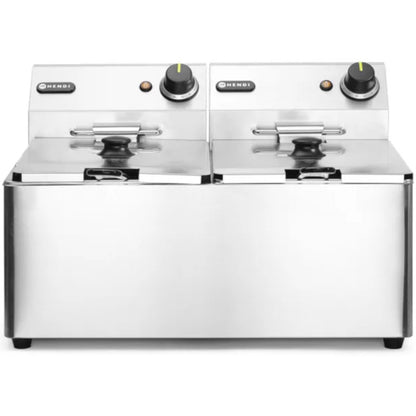 Gastronomic Double Fryer Kitchen Line 7Kw 230V 2 X 8L - Hendi 205839 - QUORE
