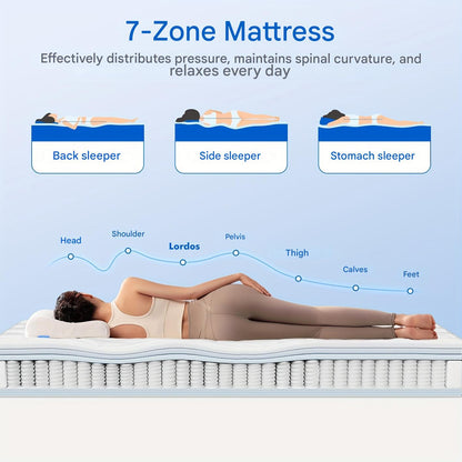 Matras 140x200 cm – Pocketveringmatras – 7-zones matras – Ergonomisch matras – Binnenveringsmatras – Medium Stevig (H3) – 22 cm Hoog – Inclusief Hoeslaken