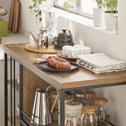 Keukentrolley – Serveerwagen – Opbergkast – Keukenwagen – Keukenrek – Industrieel Design – 110x45x92 cm – Zwenkwielen Met Rem