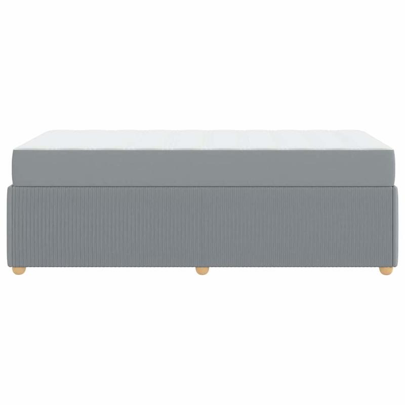 Bedframe – Bed – Tweepersoonsbed – Platformbed – Opbergbed – Lichtgrijs – Met Matras – 90x200 cm – Gestoffeerd Met Corduroy – Ruime Opbergruimte Onderbed