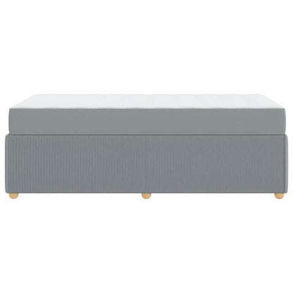 Bedframe – Bed – Tweepersoonsbed – Platformbed – Opbergbed – Lichtgrijs – Met Matras – 90x200 cm – Gestoffeerd Met Corduroy – Ruime Opbergruimte Onderbed