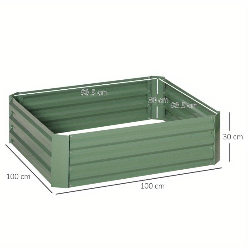 Verhoogd Tuinbed – Moestuinbak – Plantenbak – Bloembak – Balkonbak – Gegalvaniseerd Staal – 100x100x30 cm – Roestbestendig – Eenvoudige Montage