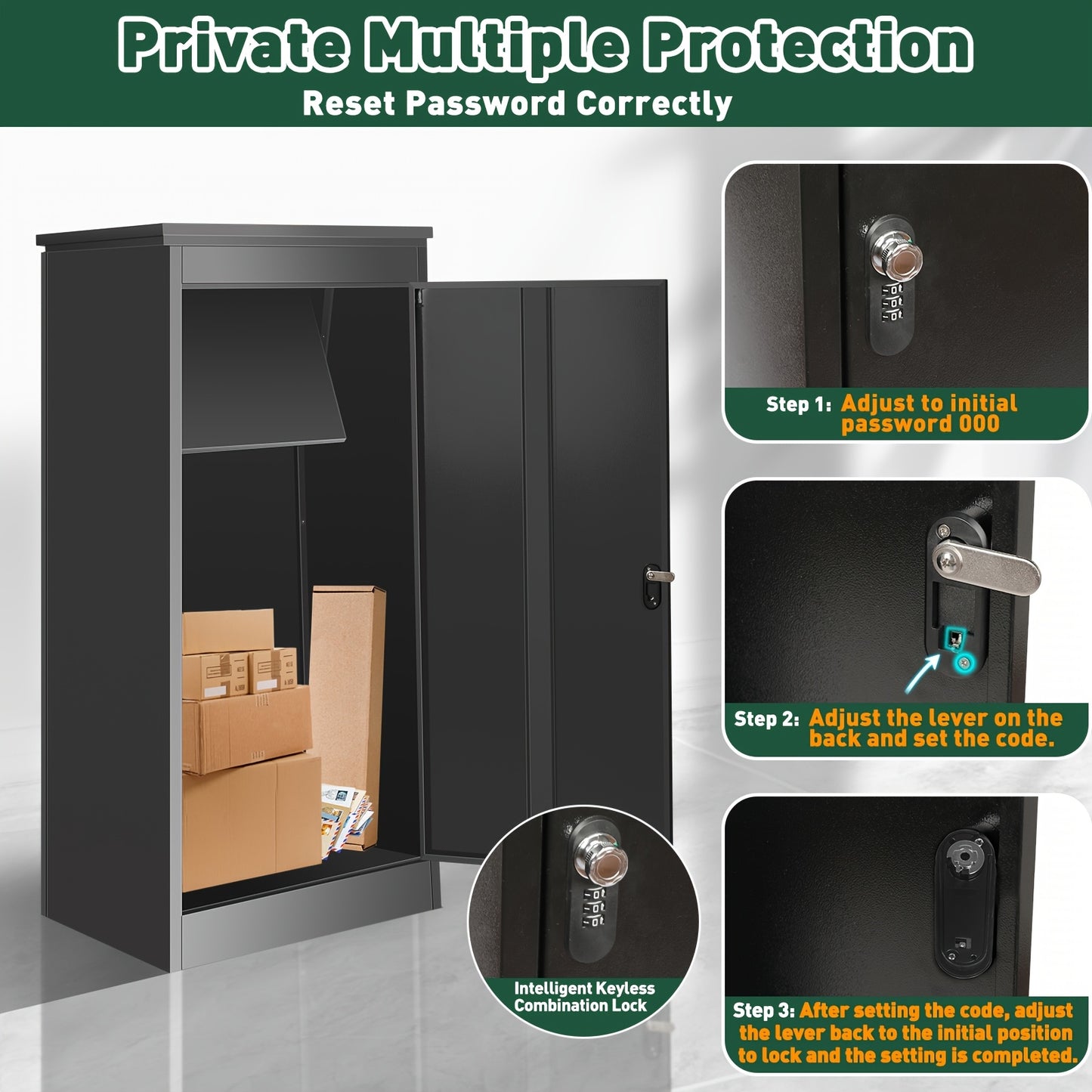 Brievenbus – Pakketbrievenbus – Pakketbox – Buitenbrievenbus – Postbus – Zwaar Metalen Behuizing – Groot Formaat 53x42x105 cm – Inclusief Veiligheidsslot
