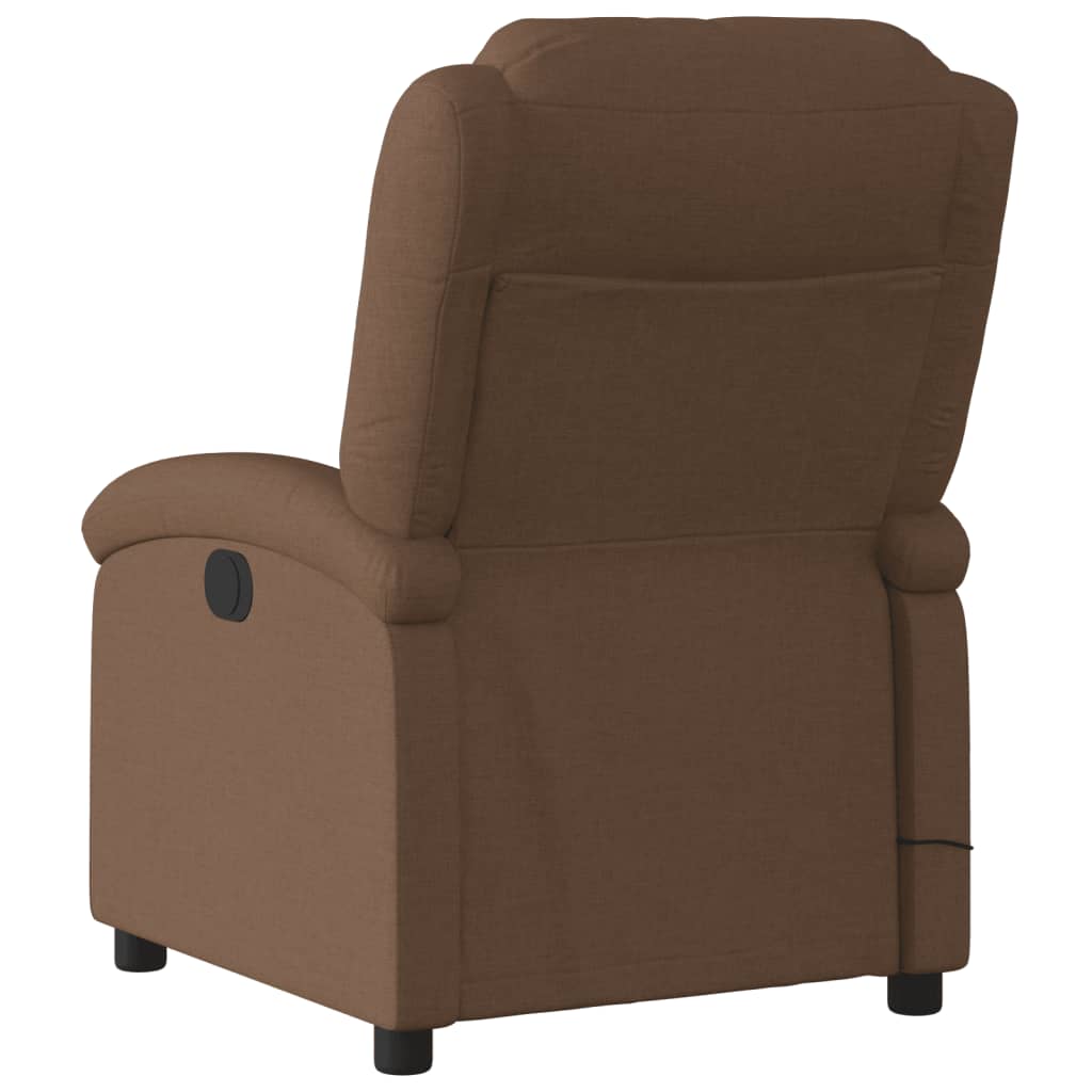 Verstelbare massagestoel – Relaxstoel – Fauteuil – Massagefauteuil – Lounge stoel – Bruin ademend textiel – 6-punts vibratiemassage