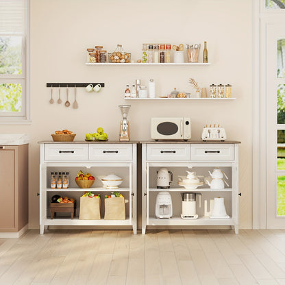Dressoir – Buffetkast – Opbergkast – Keukenkast – Sideboard – Ruim Met Lade En Verstelbare Plank – Hardhouten Grijs