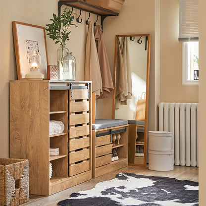 Schoenenkast – Schoenenrek – Schoenenopberger – Schoenenkast – Halmeubel – Schuifdeur – Compact 80x35x89 cm – Hoogwaardig Vezelplaat