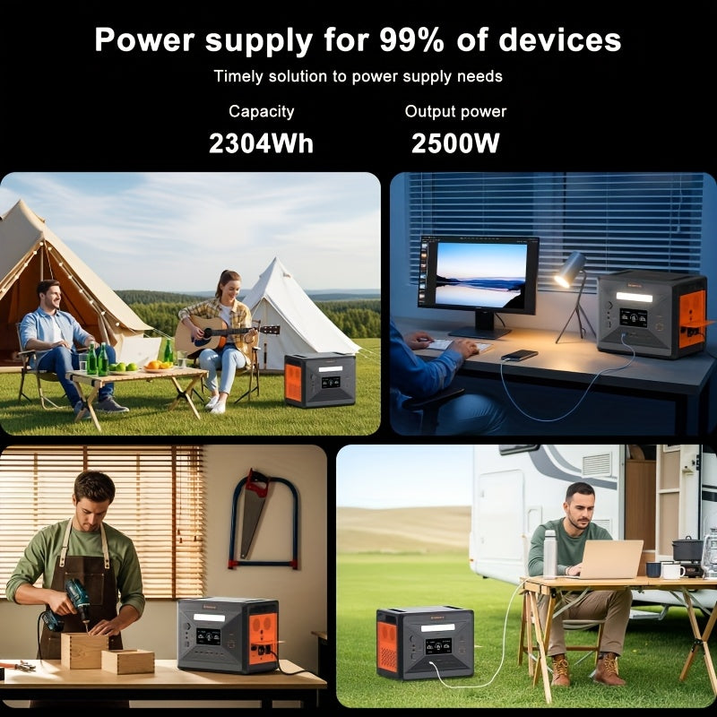 Zonnegenerator – Draagbare Stromgenerator – Powerstation – Noodstroomvoorziening – Camping Energiebron – 2500W Vermogen – 2304Wh Batterijcapaciteit