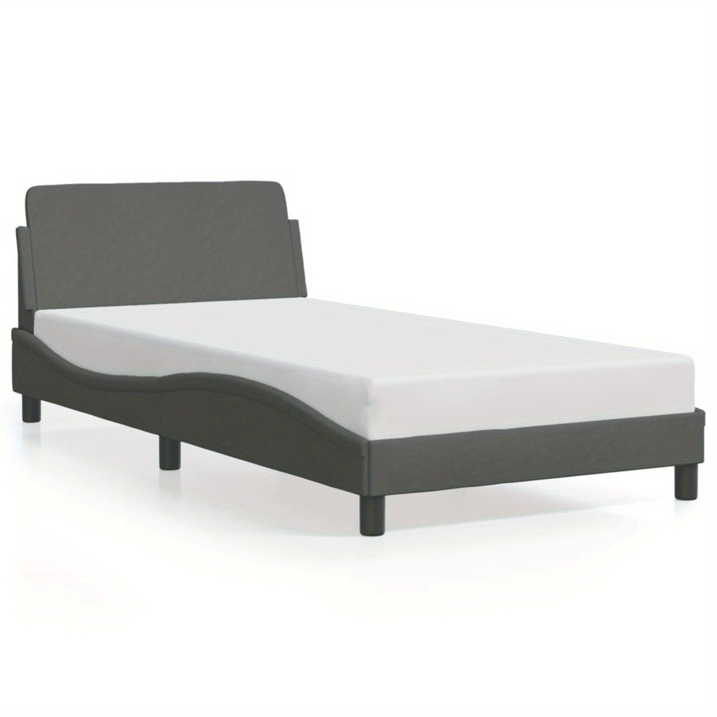 Bed frame without mattress dark grey 100x200 cm fabric with Slat Support Platform Bed Frame Suitable for Mattress Size 100 x 200 cm for Bedroom Style D