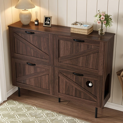 Schoenenkast – Schoenenrek – Schoenenopberger – Halmeubel – Schoenenkast met Klepdeuren – Smal & Compact – Duurzaam Kunststof – 3,2 Kubieke Voet Inhoud – 68,6 cm Hoogte – Donkerbruin/Zwart