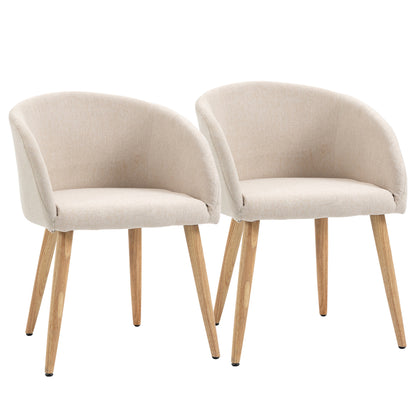 Eetkamerstoel – Kuipstoel – Stoel – Designstoel – Meubel – Set van 2 Beige Scandinavische Eetkamerstoelen – Ergonomisch Comfort – Rubberhouten Taps Toelopende Poten