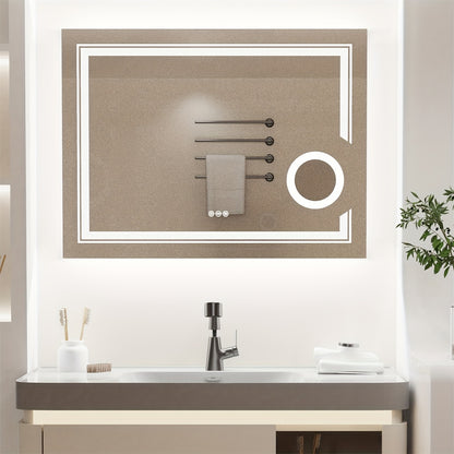 Badkamerspiegel – Wandspiegel – Verlichte Spiegel – LED Spiegel – Make-up Spiegel – 60x80 cm – 3X Vergroting – Anti-Condensfunctie