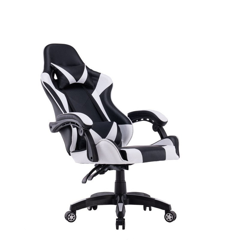 Gamingstoel – Gamestoel – Gaming Chair – Game Stoel – Bureaustoel – Ergonomisch Met Verstelbare Nek- En Lendenkussens – Rugleuning Tot 180° Wit