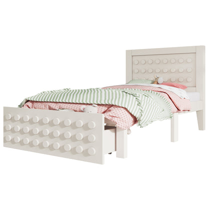 Eenpersoonsbed – Jeugdbed – Kinderbed – Bedlade – Lattenbodem – Houtlook Wit – 90x190 cm – Stevig MDF Met Opbergruimte
