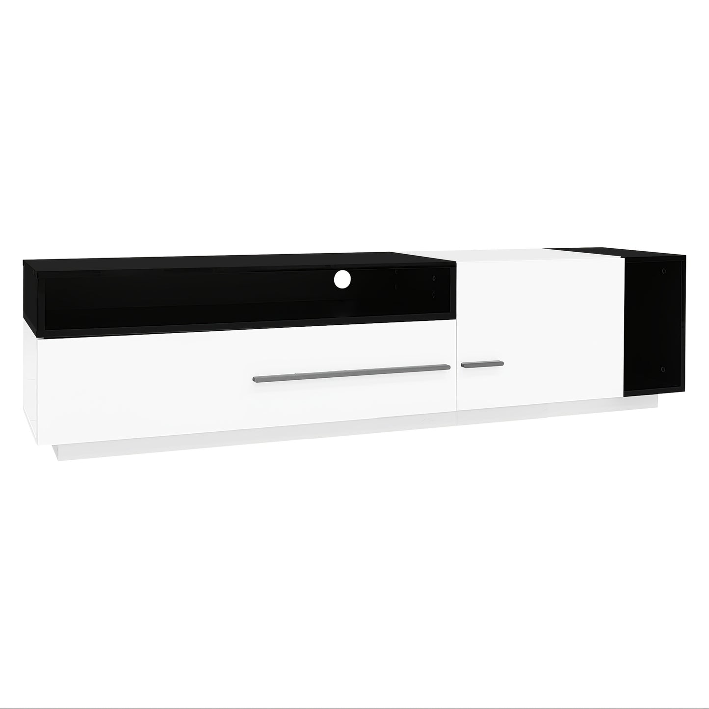 High-gloss TV Stand, Low Cabinet, TV Stand, TV Chest Of Drawers, 170cm - for TVs Up to 70 Inches, with Drawers, Doors And Open Compartments