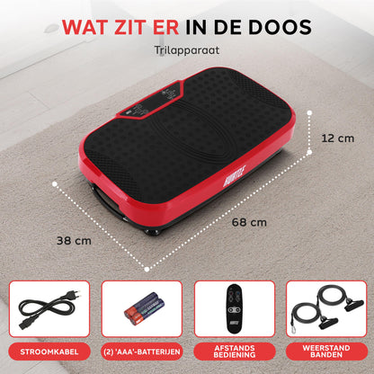 Vibration Platform Fitness Machine – Trillingsplaat – Fitness Plate – Vibratieboard – Workout Trainer – Rood – 40 Instelbare Intensiteiten – Anti-Slip Rubber