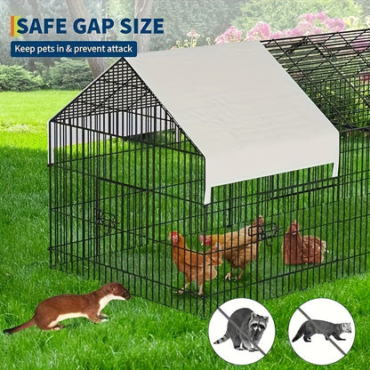 Portable Poultry Cage Measuring 3.3meter×101.6cm×101.6cm with a Waterproof Cover, Designed As a Chicken Run for Outdoor Use, Suitable for Various Farm Animals Like Rabbits And Ducks.