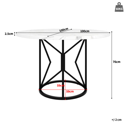 Ronde Eettafel – Eettafel Rond – Keukentafel – Salontafel Rond – Tafel 100x100x76 cm – Metalen Poten – Geschikt Voor 4-6 Personen