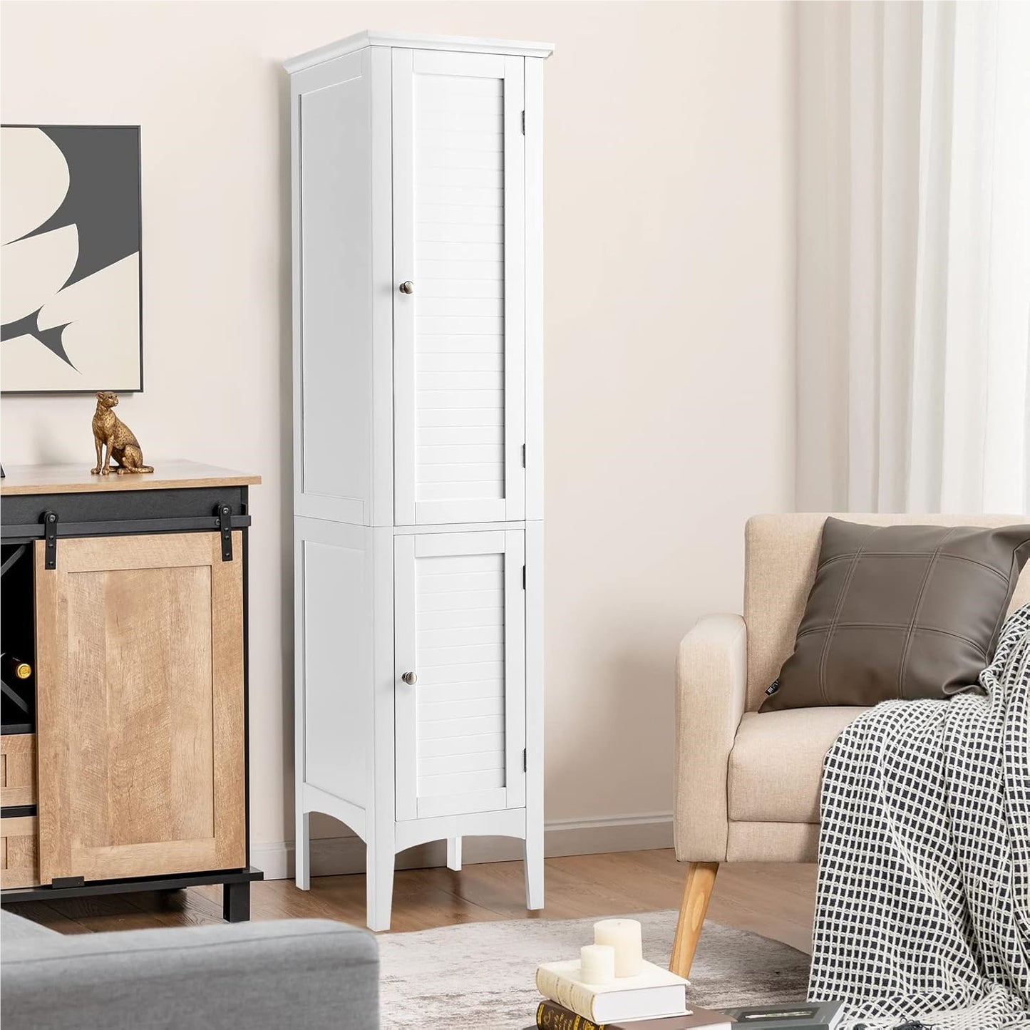 Hoge Kast – Smalle Kast – Opbergkast – Badkamerkast – Woonkamerkast – 160 CM Hoog – MDF Waterbestendig