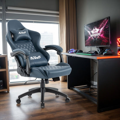 Gamingstoel – Ergonomische Zitzak – Bureaustoel Gaming – Gamestoel Met Voetensteun – Racing Gamer Chair Blauw – Verstelbare Rugleuning – Built-in Pocketveren Kussen